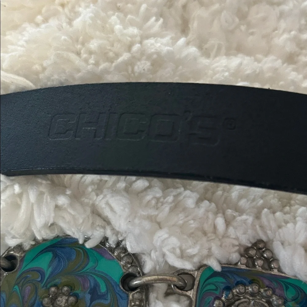 Chico's Black Belt with Blue Accents